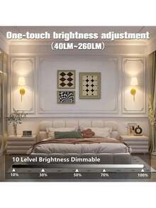 无线电池供电壁灯，金色可充电可调光壁灯，带可拆卸灯泡和遥控器，15种颜色可选，适用于卧室、客厅、走廊 - 1Pack - 查看 3