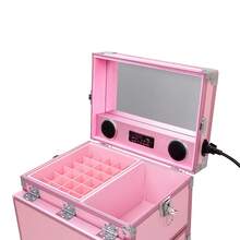 Rolling Foldable Makeup Table, 5 Drawers With Large Space, Multi-Function, Retractable Nail Table, Foldable Cosmetic Box For Technician Workstation, Mobile Makeup Artist Trolley, Pink - 粉色 - 查看 9