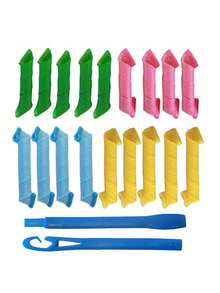 20 piezas de rodillos automáticos de piel de serpiente, textura rizada de Leslie, voluminizador y esponjoso, para uso doméstico, 15cm+25cm 9 piezas cada uno, set de rizado DIY, cepillo para peinado hacia atrás, accesorios de barbería, secador de pelo