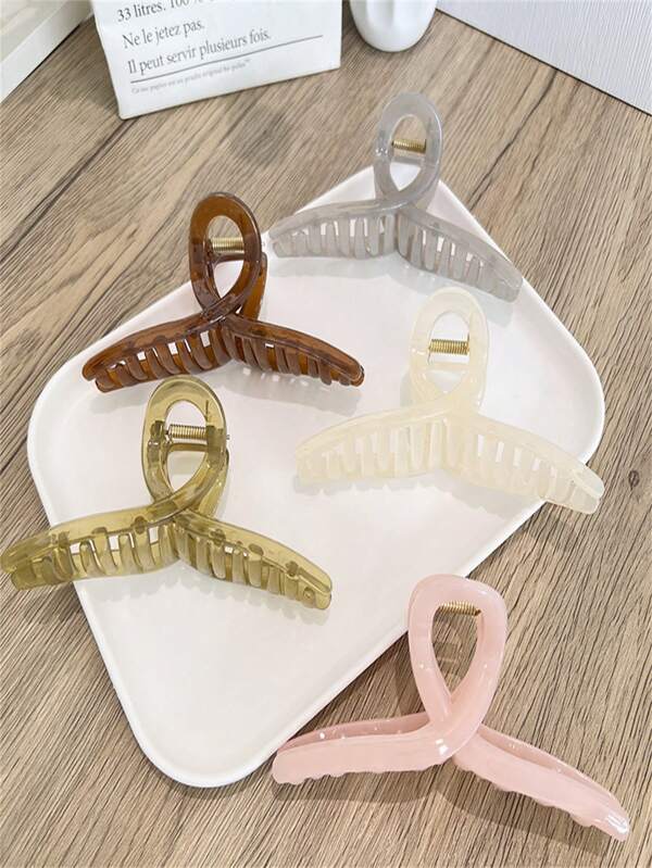 5pcs Women's Minimalist Fashion Macaron Color Criss-Cross 13cm Medium Hair Claw Clips, Suitable For Everyday Wear Hair Accessories