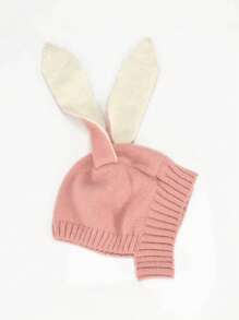 Baby Hat For Spring, Autumn, Winter Season, 0-1 Years Old, Warm, Comfortable, Breathable, With Long Cartoon Rabbit Ears That Act As Ear Protection, Suitable For Boys And Girls