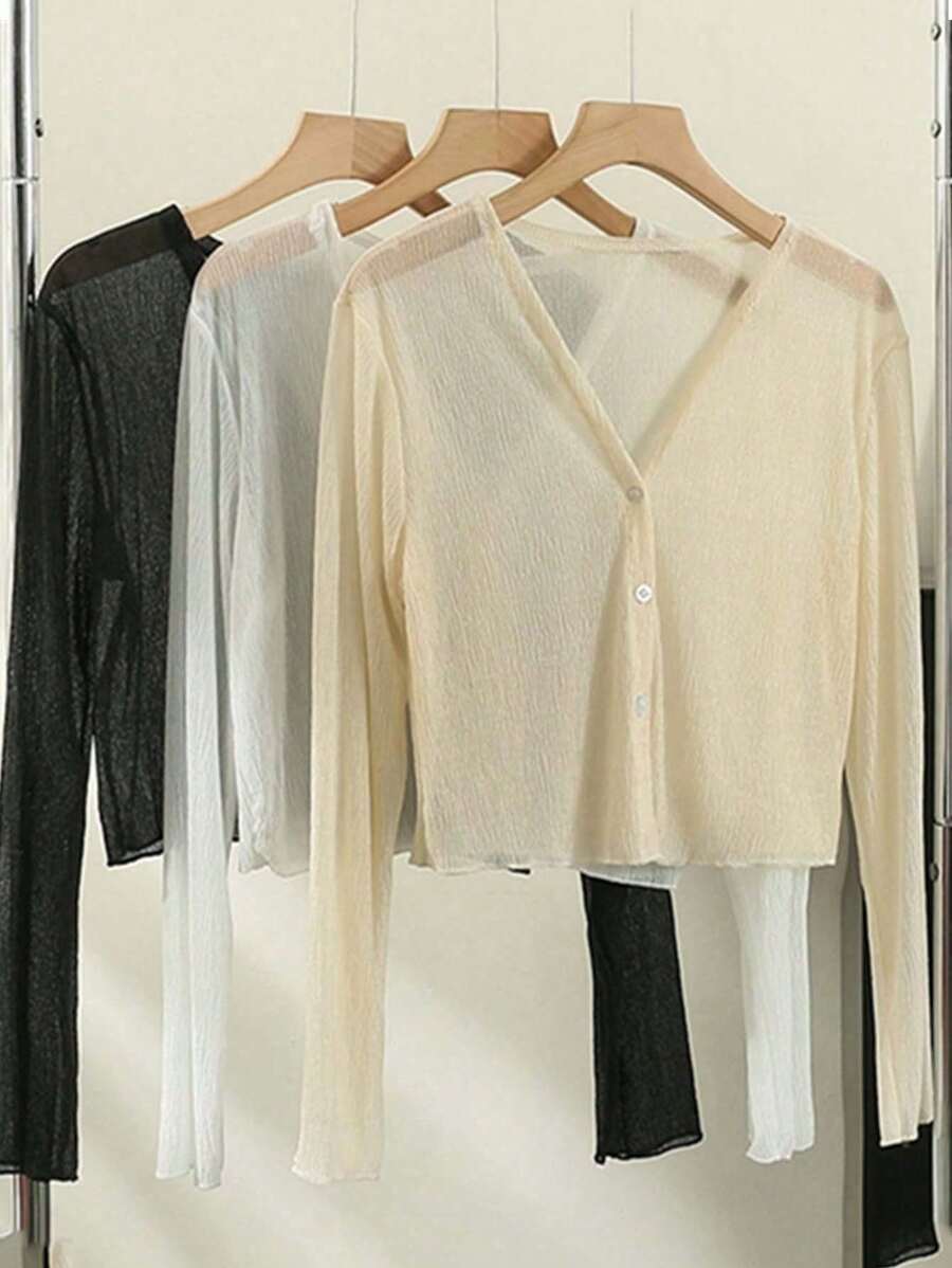 1 件女式轻薄披肩罩衫，夏季薄款罩衫，非常适合搭配吊带背心裙 - A - 查看 1