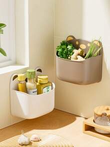 1 Stück Cartoon Bär Wandmontierte süße Aufbewahrungsbox, Küchen Zwiebel Ingwer Knoblauchhalter, Badezimmer Organizer Regal, Kühlschrankseiten Hänge Aufbewahrung, Blau