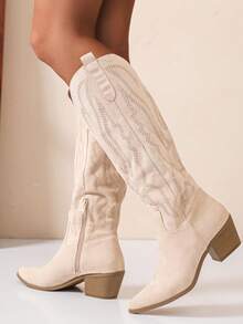 Women's Classic Western Boots - Beige - View 1