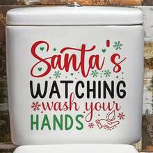 Autocolant decorativ pentru baie cu Moș Crăciun amuzant - Autocolant de perete de Crăciun cu text parodic umoristic, autoadeziv, ușor de dezlipit și lipit, autocolant de perete detașabil, decor festiv de Crăciun tip casă de la țară pentru sufragerie, bucătărie sau baie, decor de Crăciun pentru baie, decor de Crăciun