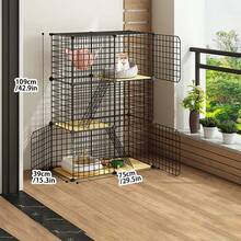 2-Tier Cat Cage With Litter Box, Indoor Cat House, Small Pet Supplies - Multicolor - View 7