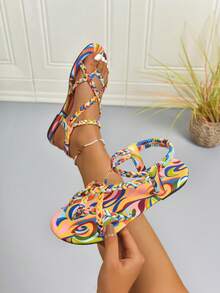 Dép đế bằng dệt mùa hè mới cho nữ, Dép đế bằng thời trang thanh lịch đa năng cho nữ ngoài trời - Nhiều màu - Xem 7