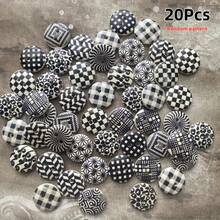 20/50/100/300/500个/包黑白格子纽扣，DIY服装配件手工木制纽扣，1.5厘米/0.59英寸 - 彩色 - 查看 16