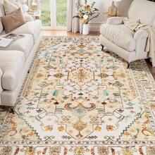 Runner Rug Hallways, 2'6x10' Washable Non Slip Kitchen Runner Rug, Long Boho Vintage Rust Hallway Stair Ultra Soft Print Floor Carpet Bedroom Bathroom Laundry Room, Home Decor - 復古黃/多色 - 查看 1