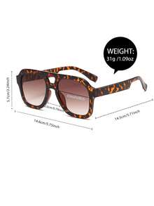 1 Pair Tortoiseshell Color Fashion Glasses For Women, Summer Beach Accessory Aviator Shape Shades - Multicolor - View 4
