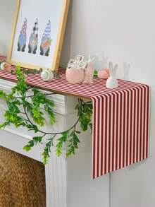 1pc Simple & Fashionable Striped Table Runner, Textured Rectangular Tablecloth, Suitable For Dining Table, Coffee Table, Home Decor - Durable Kitchen And Dining Room Decoration, Table Decor - Red - View 10