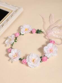 1 pièce Couronne de fleurs de style champêtre élégante pour mariée, accessoire de cheveux romantique pour mariage, festival, costume. Accessoire de cheveux pour femmes, voyage, anniversaire - Prune - Voir 5