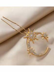 1件/5件套多功能创意发饰套装 - 简约几何月亮星星发夹，女士婚礼发饰，梳子，发刷，侧梳 - 彩色 - 查看 12