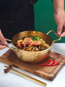 1pc Golden Hammered Stainless Steel Ramen Pot, Korean Instant Noodle Pot, Golden Hammered Hot Pot, Viral Dual-Ear Soup Pot, Seafood Pot, Extra Thick Stainless Steel Ramen Pot, Korean Instant Noodle Pot, Golden Hammered Hot Pot, Viral Dual-Ear Soup Pot, Seafood Pot - Golden - View 5