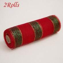1/2 Rolls Deco Mesh Ribbon - 10inch X 30 Feet Each Roll Metallic Foil Mesh Ribbon For Wedding, Birthday,Halloween, Thanksgiving, Christmas, New Year DIY Gift Decorationand Home Decorating