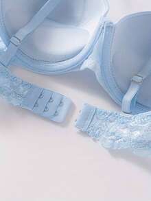 3件套简约性感纯色蕾丝拼接细肩带女士文胸套装 - 彩色 - 查看 8