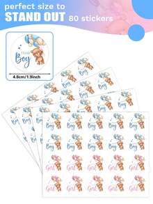 80pcs Gender Reveal Stickers For Boy Or Girl - A Set Of 80 Beautifully Designed Labels Suitable For Baby Shower And Gender Reveal Parties - Multicolor - View 13