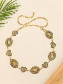 Carved Waist Belt, Versatile & Sweet Decoration For Skirts, Dresses, Sweaters, Sexy Street Fashion, Metal Chain, Suitable For Spring, Summer, Autumn, Winter Fall, Autumn, Halloween