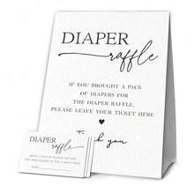 1 个尿布抽奖奖品架和 50 张抽奖券，性别揭晓派对装饰品和用品 - 白色 - 查看 2