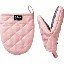 Pink Silicone Oven Mitts And Pot Holders Set Heat Resistant Mini Kitchen Gloves For Cooking-0033 - Pink - View 1