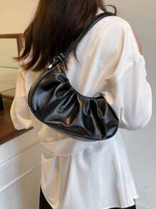 时尚轻巧的新月形褶皱商务包，适合少女、大学生、年轻专业人士和办公室职员，非常适合办公室、学校、工作、商务活动、通勤、户外活动、旅行和社交场合