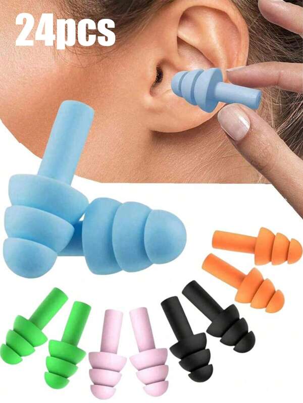 24 pezzi Tappi per le orecchie a spirale, tappi per le orecchie creativi e colorati a tinta unita per la riduzione del rumore, adatti per camera da letto, viaggi, ufficio, scuola, nuoto, forniture per il ritorno a scuola