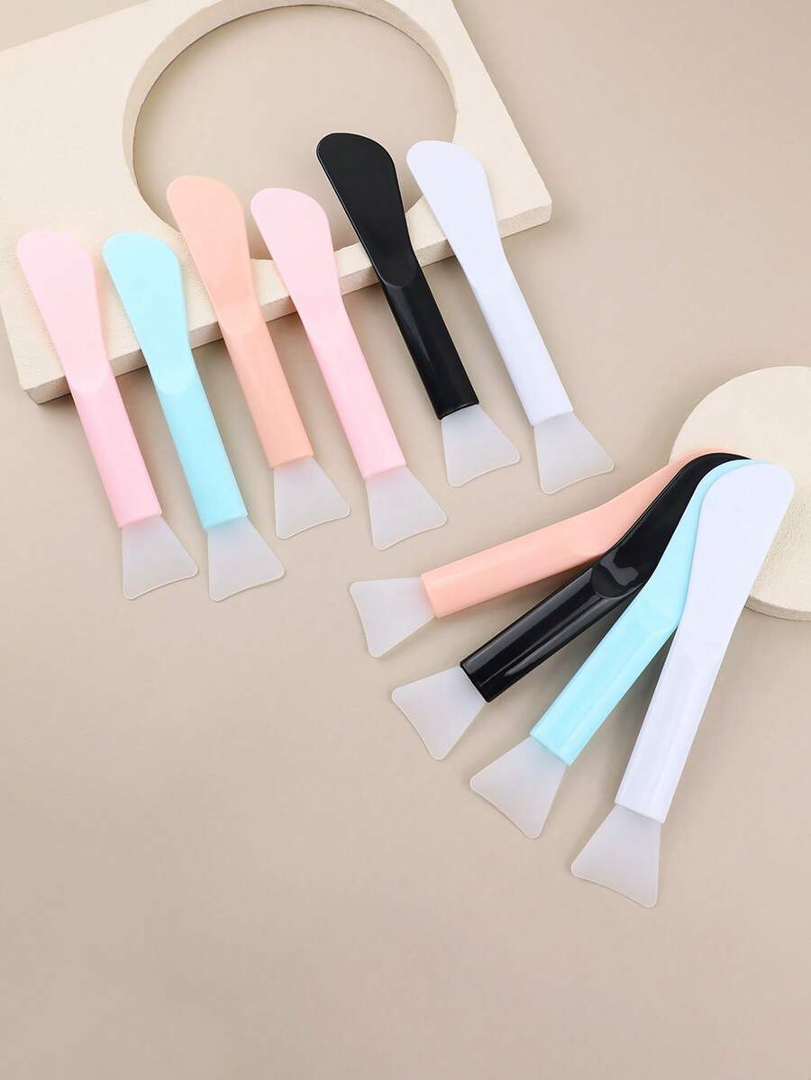 1/2/3/5/10件硅胶刮刀二合一双头面膜刷软硅胶无刷面膜刷DIY面膜涂抹器护肤涂抹工具
