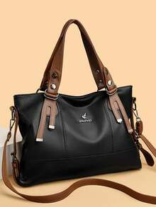 2025 Burgundy Women's Crossbody Bag, Shoulder Bag For Middle-Aged Ladies, Large Capacity Tote Bag - Black - View 2