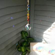 30mm Lichterkugel aus irisierendem Glas und geometrischem Metallring, handgefertigt, Sonnenfänger, Meditation, Regenbogenmacher für Balkon, Fensterbrett, Landhausdekoration