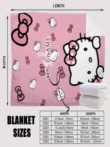 1 pezzo Coperta personalizzata Sanrio, con licenza ufficiale, coperta a tema Hello Kitty rosa, 4 opzioni di colore, personalizzabile con nome, morbida e delicata sulla pelle, lavabile, personalizzata in modo carino e unico, regalo ideale per famiglia, amici, adatta per divano, letto, sala da tè, camera da letto, soggiorno, sala da pranzo