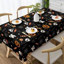 1 Stück Halloween Tischdecke - Kürbis Geist Schädel, farbenfrohe Mustergestaltung, geeignet für Küchendekoration, Partygeschenke und Raumdekoration, hervorragend für Zuhause oder Veranstaltungen, Esszimmertischdekoration