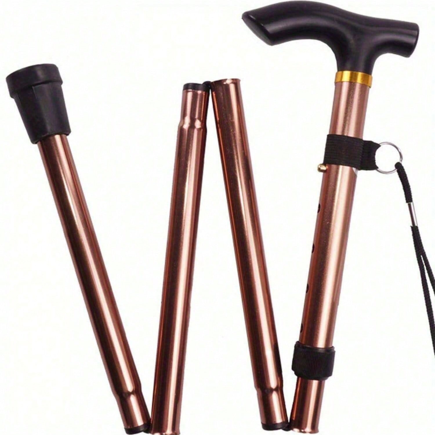 1 pezzo Bastone da passeggio regolabile in alluminio - Bastone da viaggio pieghevole e leggero con impugnatura ergonomica e punta in gomma