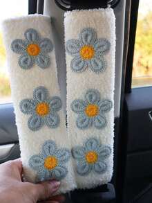 1pc/2pcs Car Seat Belt Shoulder Protector Fresh Floral Car Seat Belt Protector Soft And Comfortable - one-size - View 2