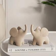 1pc Modern Minimalist Beige Elephant Ornament - Resin/Flocking, Perfect For Home & Office Desk Decor | Ideal Gift For Holidays Like Halloween, Christmas, Easter, Thanksgiving
