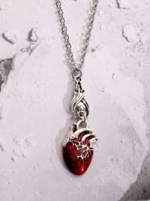 قلادة خفاش قلب جوتيك عتيقة - قلادة قلب وخفاش جوتيك عتيقة - من الفولاذ المقاوم للصدأ المتين، خالي من النيكل، مناسب للهالوين والملابس اليومية - فكرة هدية فريدة للأصدقاء والعائلة