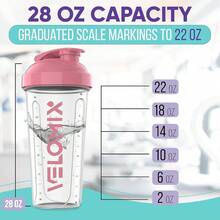 2 Pack 28oz Fitness Shaker Bottles With Stainless Steel Whisk Balls, Leakproof Protein Mixer Cup For Gym Workout School Travel, Includes Cleaning Brush & Wide Mouth Design For Easy Mixing - 6)粉紅色/透明 - 查看 5