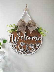 1pc Wooden Welcome Sign Hanging Decor, Welcome Design Wall Decor, Home Decor For Room, Bedroom, Living Room, Back To School Season Decoration, Holiday Gift, Farmhouse Style