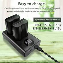 EDEKOY EN-EL15 EN-EL15a Battery ( MH-25, MH-25a Charger) For Nikon D500, D600, D610, D750, D800, D800E, D810, D810A, D850, D7000, D7100, D7200, Z5, Z6, Z7, Z 6II, Z 7II, Z8 Cameras - Black USB-typeC - View 4