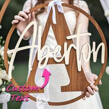 1件定制木质铭牌，个性化礼物，可定制姓名，多种颜色和款式可选，现代墙面艺术装饰，无需电源，独特的房间和家居装饰，是周年纪念日、生日、婚礼、情人节、圣帕特里克节、复活节的理想之选 - 彩色 - 查看 4