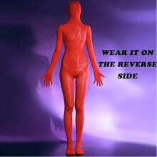 Cos Women's Bodystockings With Five-Finger Sleeves, Sexy Lingerie With Shiny Nylon Tights, Pantyhose, Dresses, Performance Costumes, Role-Playing Costumes - 紅色 - 查看 5