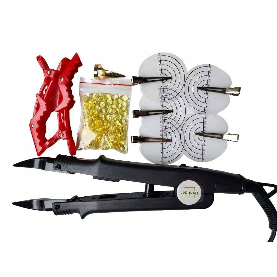 MFusion Hair Extensions Tool Iron Connector Plier K Tip Extension Tools Hine Heat Elbows Bend Human Keratin Hairdring Template Control Adjustable Bonded Glue Black8001 - 11-dBlack - 查看 1