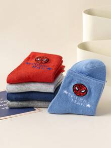 Marvel 5双装儿童短袜，超级英雄卡通透气男童袜 - 彩色 - 查看 5