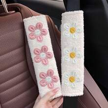 1pc/2pcs Car Seat Belt Shoulder Protector Fresh Floral Car Seat Belt Protector Soft And Comfortable - one-size - View 1