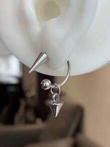 1 Pair Gothic/Punk Rock Style Titanium Steel Tapered Spike Spiral Ear Plugs Earrings, Suitable For Men And Women Daily Wear - Silver - View 2