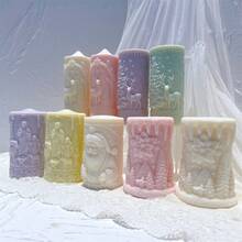 Moule de bougie en silicone en forme de colonne de cerf, moule en silicone de colonne du Père Noël, moule en silicone de fleur de Noël en cire de soja, décoration de Noël