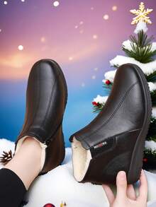 女士时尚多功能雪地靴，保暖内衬踝靴，户外防滑踝靴，圣诞礼物 - 黑色 - 查看 2