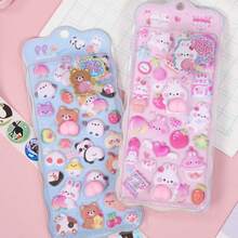 2 Pcs/Lot Creative Animals Rabbits Bears Party Soft Puffy 3D Stickers Scrapbooking Diy Journal Stationery Sticker Deco School Office Supplies - Multicolor - View 3