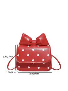 迷你时尚新款女士波尔卡圆点PU皮革小方形单肩斜挎包 - 紅色 - 查看 3