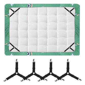 Set de 4 sujetadores triangulares para sábanas de cama, clips elásticos ajustables para fijar sábanas de sofá/cama, cinturones fijadores para manteles, hebillas antideslizantes y antifugas para sábanas
