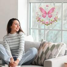Unique Acrylic Diamond Art Butterfly Wreath - Asymmetrical Mosaic Decor, Suitable For Bedroom, Study And Home Windows - Creative Handmade Gift